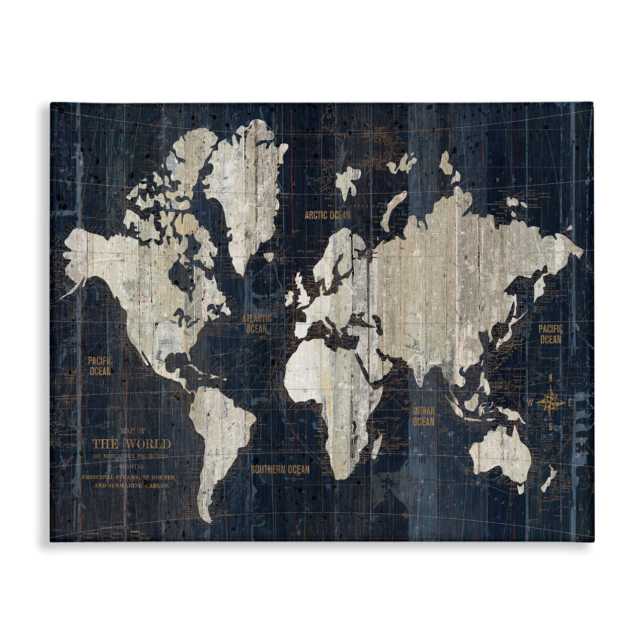 Stupell Industries Distressed Antique World Map Canvas Wall Art